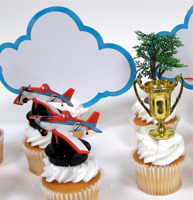 PLANES ~ Dusty Crophopper ~ 12 Piece Birthday CUPCAKE Topper Set Featuring 6 Dusty Crophopper Figures and Decorative...