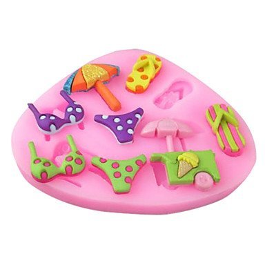 Y&XL&H Swimwear Slippers Umbrella Baking Fondant Cake Choclate Candy Mold,L8.4cmW7.3cmH0.8cm