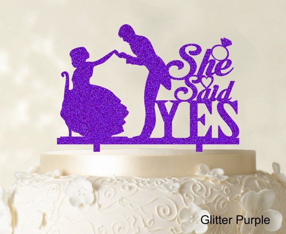 She Said Yes Wedding Cake Topper Custom Name Cake Topper Color Option Available 6"-7" Inches Wide N3