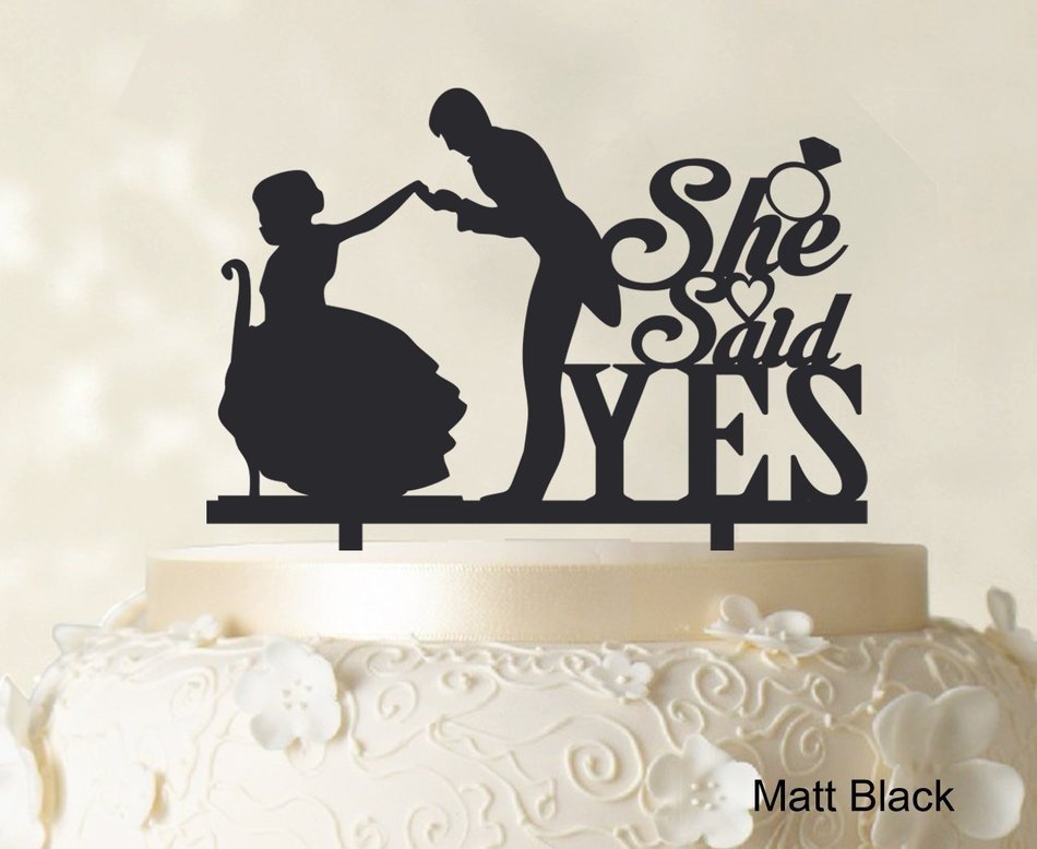 She Said Yes Wedding Cake Topper Custom Name Cake Topper Color Option Available 6"-7" Inches Wide N5