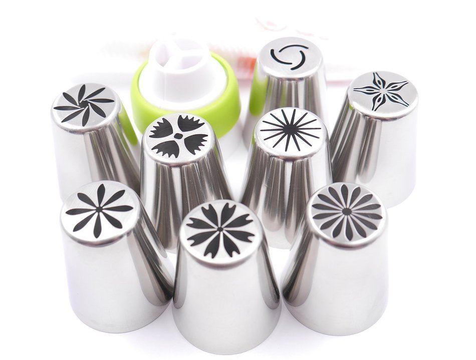 Russian Piping Tips 20 Pcs/SET - KOOTIPS 8 Extra Large Stainless Steel Pastry Nozzle Tips and 1 Leaf Tips, 1 XL...