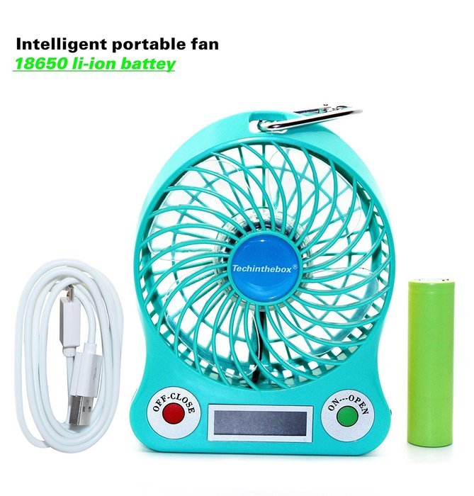 TechIntheBox LED display Portable Fan 4-inch 3 Speeds Mini USB Rechargeable Fan with LED Light Powered By Electric-powered... N25