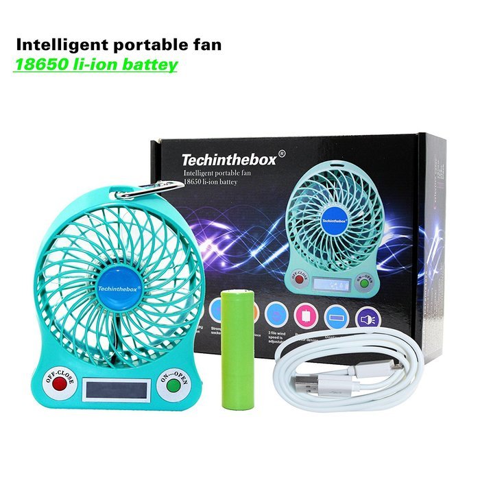 TechIntheBox LED display Portable Fan 4-inch 3 Speeds Mini USB Rechargeable Fan with LED Light Powered By Electric-powered... N26