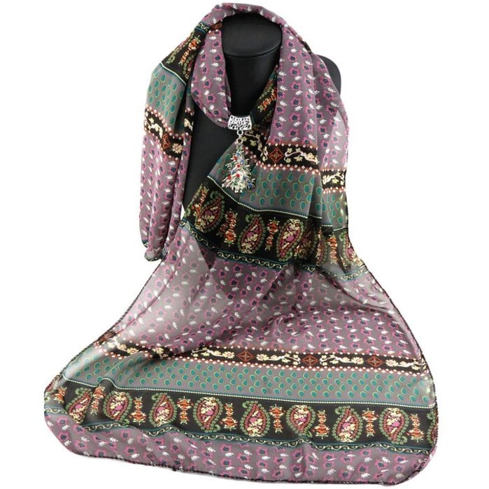 AutumnFall Women Girl Pendant Scarf With Tassel Rhinestone Necklace Scarves (U) N63
