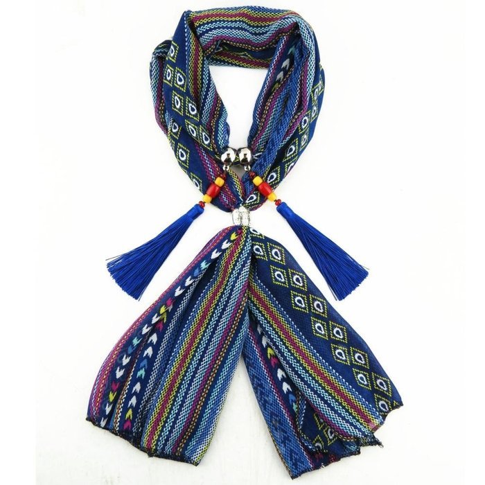 AutumnFall Women Girl Pendant Scarf With Tassel Rhinestone Necklace Scarves (U) N64
