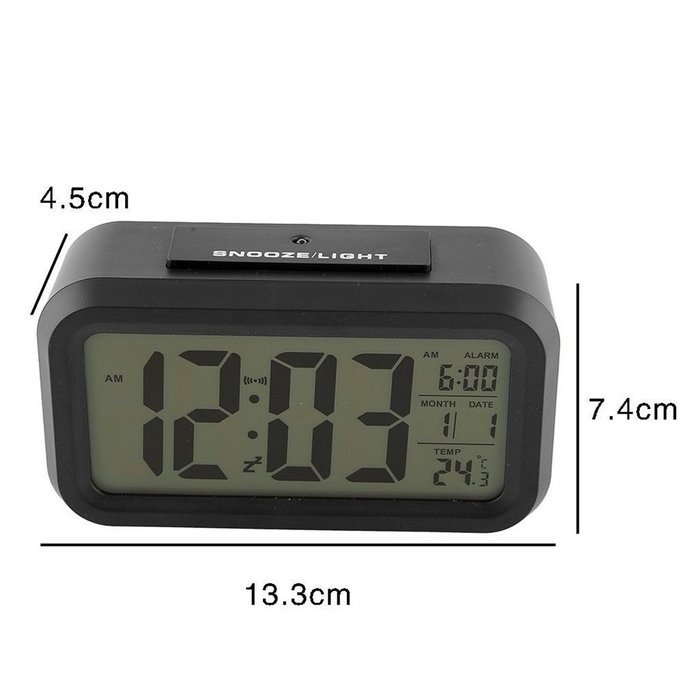 TechCode&reg;5.3" Smart, Simple and Silent LCD Clock Date Temperature Display Ascending Alarm Repeating Snooze and... N5