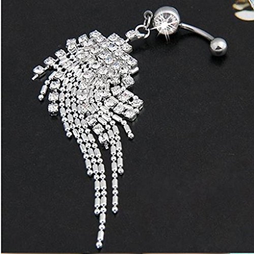 Hot Rhinestone Tassel Navel Dangle Button Belly Ring Bar Body Piercing