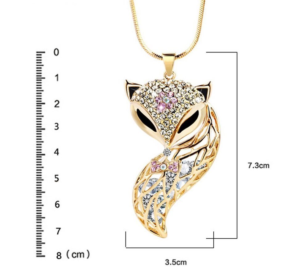 2016 New Style Women Fashion Fox Long Sweater Chain (Platinum) N8