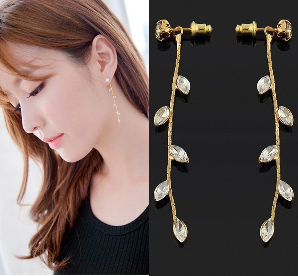 1 Pair New Elegant Women Fashion Crystal Rhinestone Dangle Stud Earrings Gift
