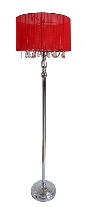 Elegant Designs LF1002-BLK Sheer Shade Chrome Floor Lamp with Hanging Crystals, Black N4