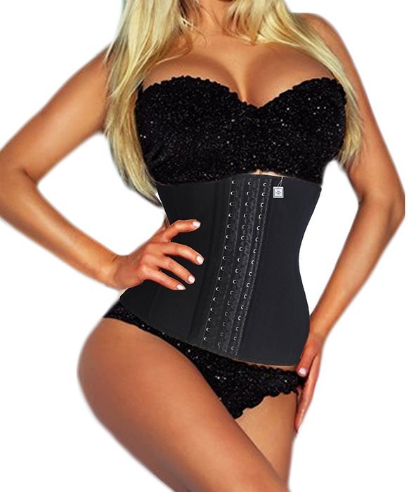 Junlan Latex Waist Cincher Waist Trainer Trimmer Long Torso with 3 Hook Rows N3