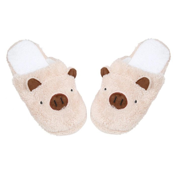 AutumnFall Lovely Pig Home Floor Soft Stripe Slippers Female Shoes (44, Coffee) N4