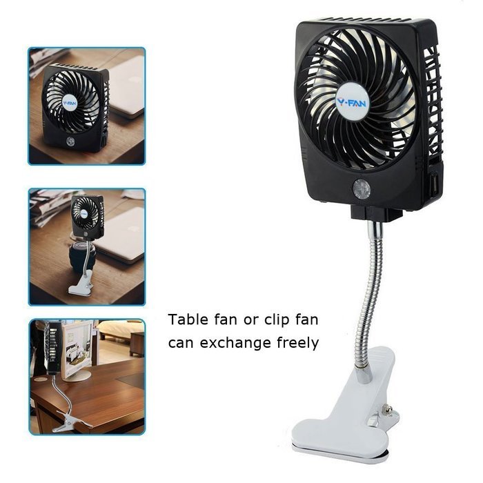 Momoday&reg; Mini Handheld Square Electrical Portable Rechargeable Fan 3 Speeds Desktop Clip-on Fan Summer Cooler... N19