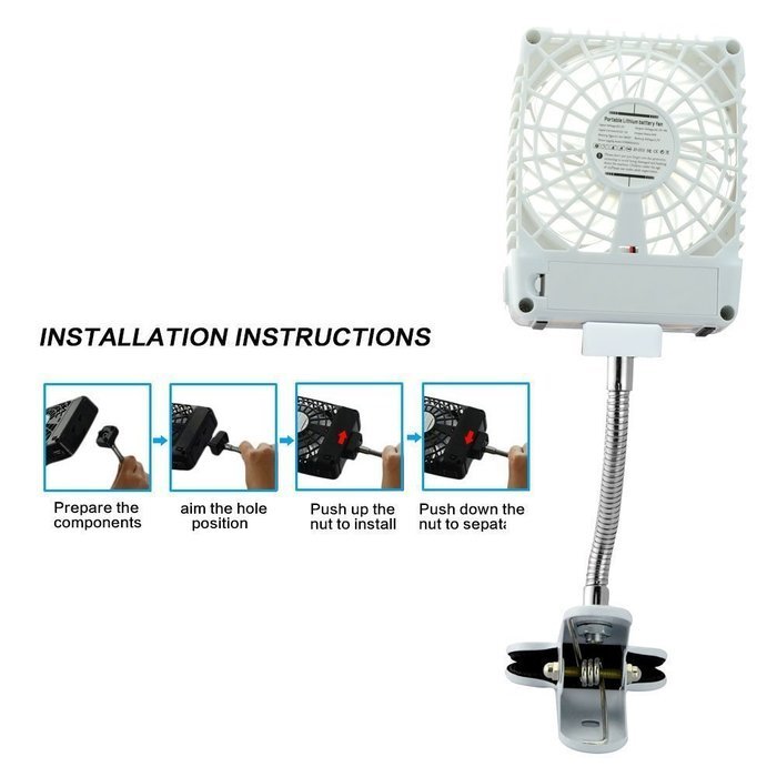 Momoday&reg; Mini Handheld Square Electrical Portable Rechargeable Fan 3 Speeds Desktop Clip-on Fan Summer Cooler... N21