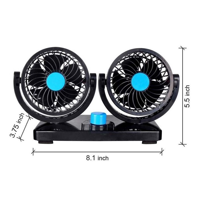 Cool-Tech Double-headed Vehicle Cooling Air Fan 8W/15W 12V 360 Rotating 2 Speed Quiet Dashboard Blow Away Hot... N4