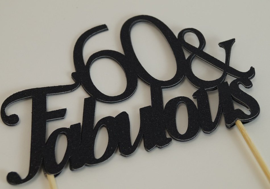 All About Details Black 60-&-fabulous Cake Topper N2