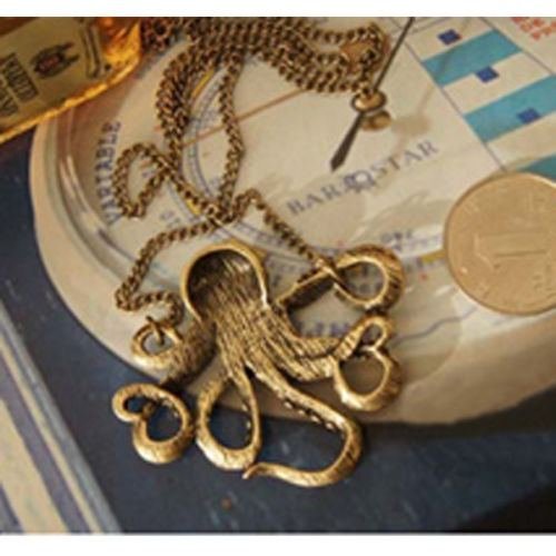 Fashion Steampunk Vintage Bronze Octopus Long Pendant Chain Necklace Jewelry N3