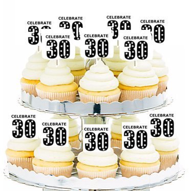 12pack Celebrate 30 (30th Birthday) Cupcake Food Decoration Picks