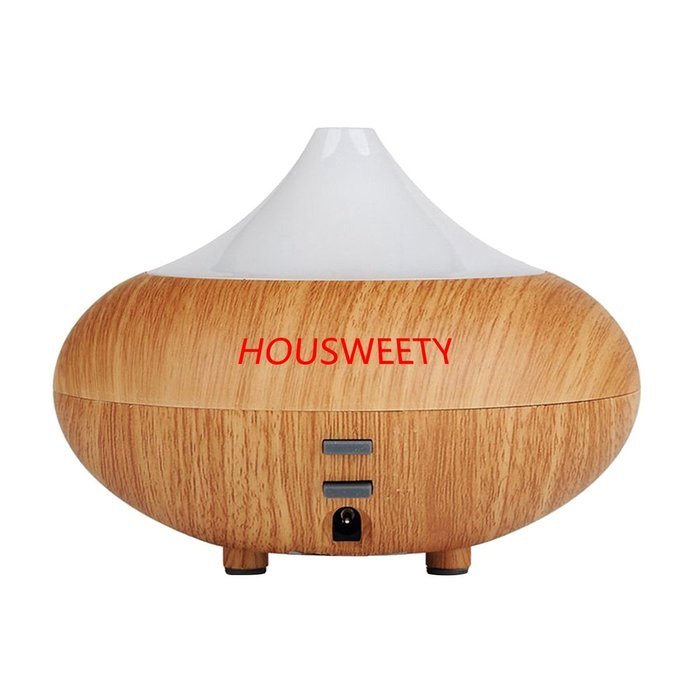 HOUSWEETY 140ml Aromatherapy Essential Oil Diffuser Cool Mist Humidifier with 7 Color LED Lights, Wood Grain N4