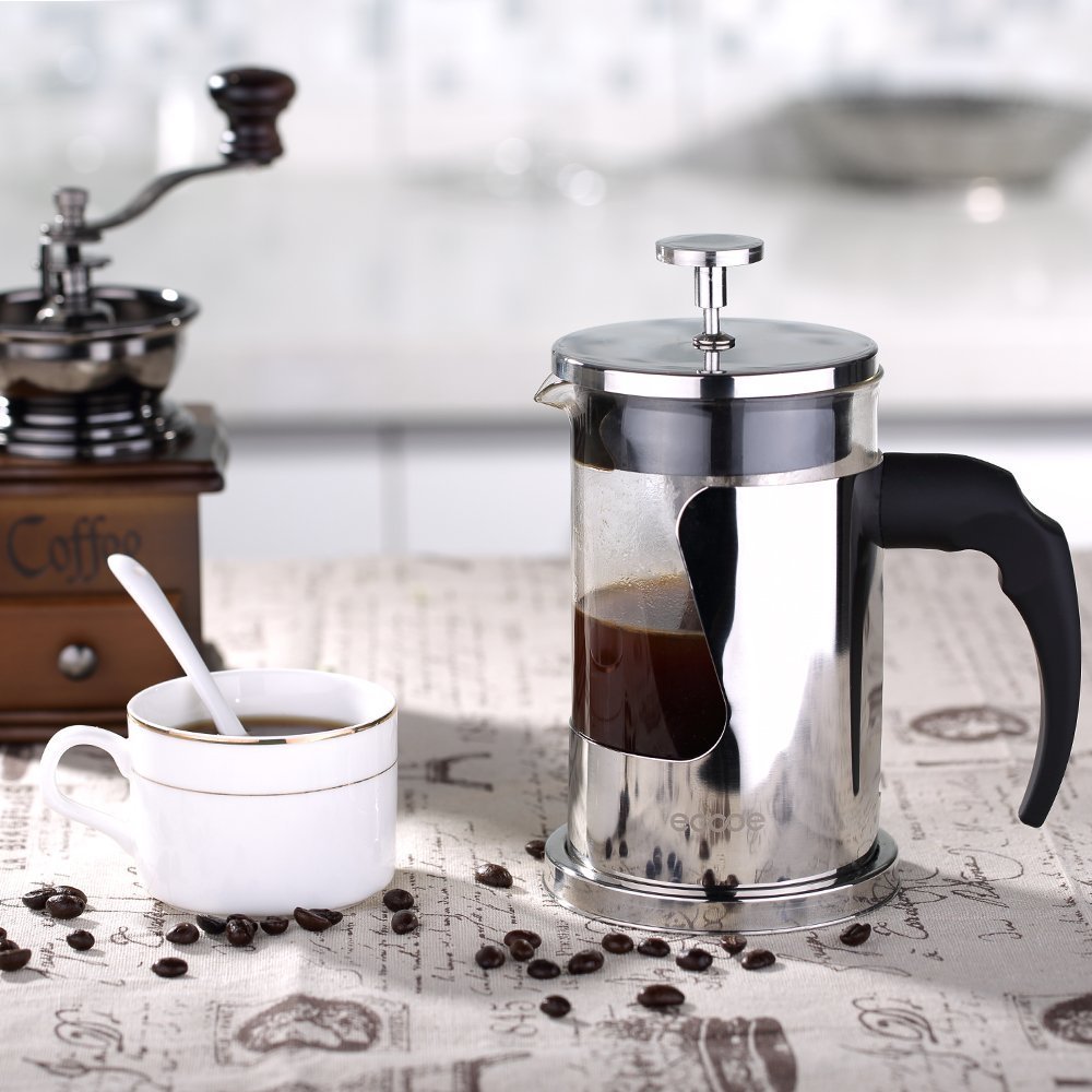 Ecooe Borosilicate Glass Stainless Steel French Press Coffee Maker with