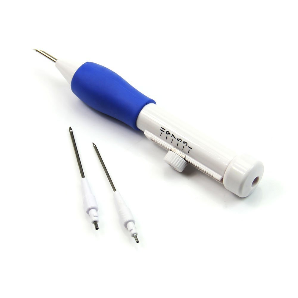 TOOGOO(R) White+Blue Three Sized Embroidery Stitching Punch Needle ...