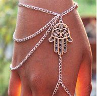 Fashion Hamsa Fatima Multilayer Bracelet Finger Ring Slave Chain Hand Harness W8 N2