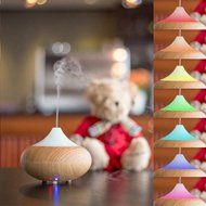 HOUSWEETY 140ml Aromatherapy Essential Oil Diffuser Cool Mist Humidifier with 7 Color LED Lights, Wood Grain N6