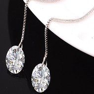 Fashion 18k White Gold GP Crystal 3A CZ lady Earrings ear line HOT Silver Plated N4