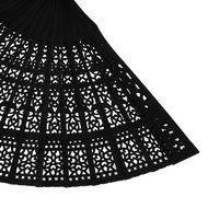 Vintage Wood Hollow Carved Hand Fan Foldable Fan - Black N5