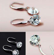 Chic Women Plated silver Ear Hook Chandelier Crystal Dangle Earring Gift N5