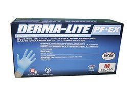 SAS Safety 6607-20 Derma-Lite Powder Free Exam Grade Disposable Nitrile 5 Mil Gloves, Medium, 100 Gloves by Weight...