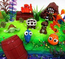 FINDING DORY 18 Piece Birthday CAKE Topper Set, Featuring Dory, Nemo and Other Sea Friends, Decorative Themed...