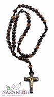 Catholic Praying Rosary Jesus Hematite Crucifix Jerusalem Brown Agate Beads N2