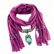 AutumnFall Women Girl Pendant Scarf With Tassel Rhinestone Necklace Scarves (U) N78