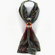 AutumnFall Women Girl Pendant Scarf With Tassel Rhinestone Necklace Scarves (U) N81