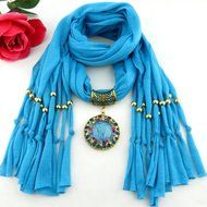 AutumnFall Women Girl Pendant Scarf With Tassel Rhinestone Necklace Scarves (U) N83