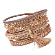 AutumnFall Women Bohemian Bracelet Woven Braided Handmade Wrap Cuff Magnetic Clasp (Black) N16