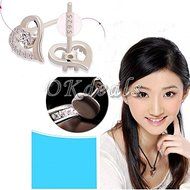 925 Sterling Silver Plated Fashion Crystal Heart Ear Stud Earrings Jewelry Gift N3