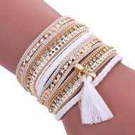 AutumnFall Women Bohemian Bracelet Woven Braided Handmade Wrap Cuff Magnetic Clasp (Black) N17