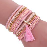 AutumnFall Women Bohemian Bracelet Woven Braided Handmade Wrap Cuff Magnetic Clasp (Black) N18