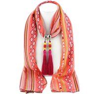 AutumnFall Women Girl Pendant Scarf With Tassel Rhinestone Necklace Scarves (U) N89