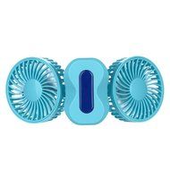Dreamtop Couples Mini Fan Dual Head Portable USB Rechargeable Personal Fan Quiet Operation with LED Light (Black) N6