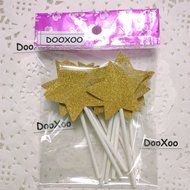 DOOXOO Gold Star Cupcake Toppers Twinkle Little Star Party StarPaper lollipop stick Food Picks Birthday Star Toppers... N2