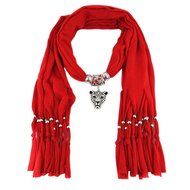 AutumnFall Women Girl Pendant Scarf With Tassel Rhinestone Necklace Scarves (U) N93