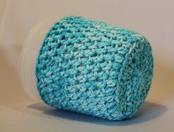 Handmade Crochet Ice Cream Pint Cozy in Blue Splash