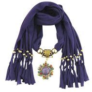 AutumnFall Women Girl Pendant Scarf With Tassel Rhinestone Necklace Scarves (U) N94