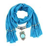 AutumnFall Women Girl Pendant Scarf With Tassel Rhinestone Necklace Scarves (U) N95