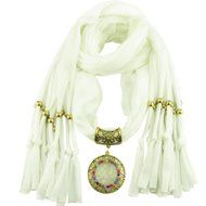 AutumnFall Women Girl Pendant Scarf With Tassel Rhinestone Necklace Scarves (U) N96