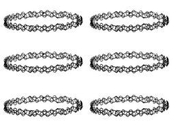 6Pcs Choker Stretch Gothic Tattoo Henna Elastic Choker Necklace Set N4