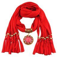 AutumnFall Women Girl Pendant Scarf With Tassel Rhinestone Necklace Scarves (U) N98